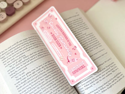 Lifetime Member of the Cowboy Romance Book Club Bookmark Sticker, BookTok, Introvert, Bookish, Reader Gifts