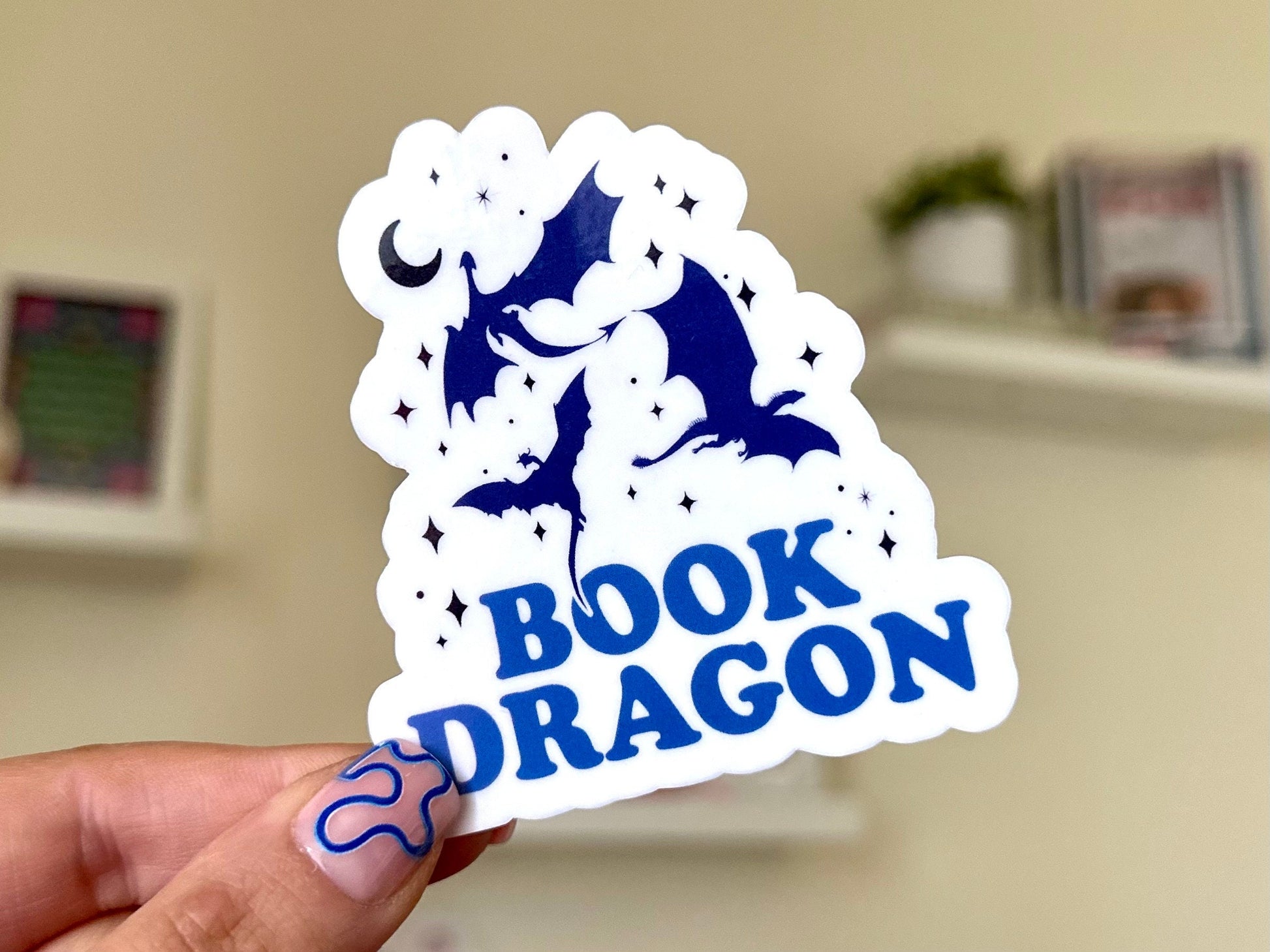 Book Dragon Waterproof Sticker, Book Stickers, Gifts for Readers, Bookish Laptop Sticker, Book Lover Decal, BookTok