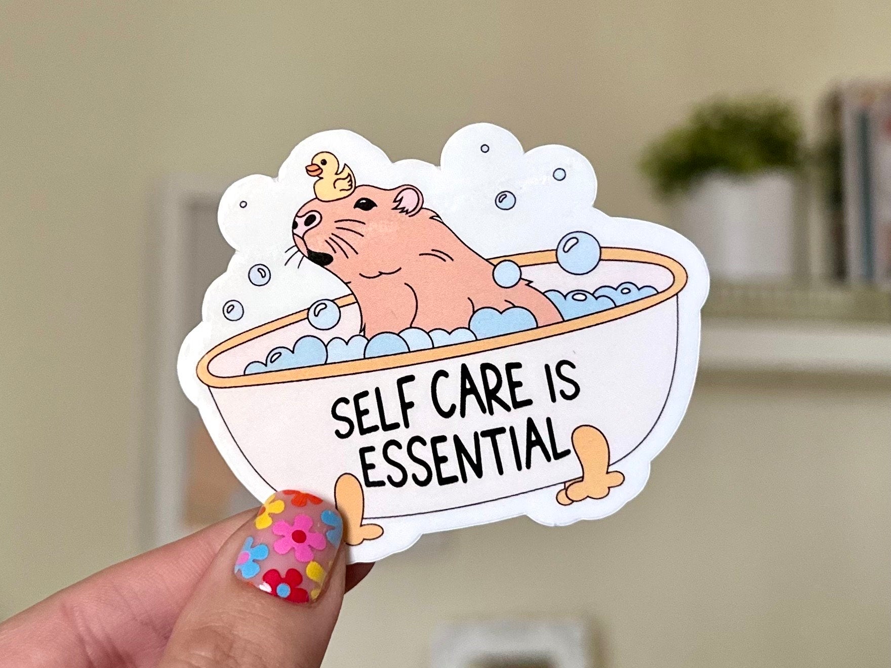 Self Care is Essential Waterproof Sticker, Mental Health Stickers, Handdrawn Art, Bestfriend Gifts, Positivity