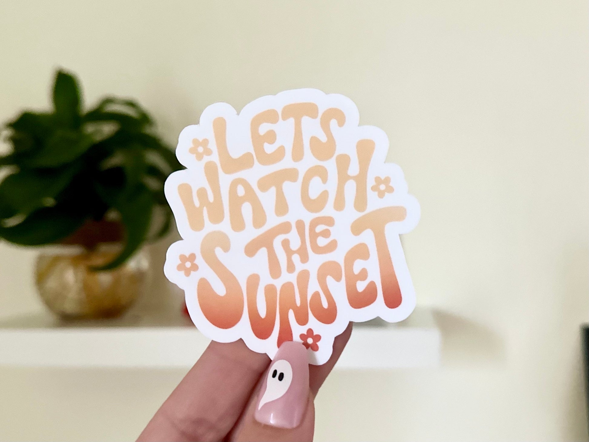 Let’s Watch The Sunset Waterproof Sticker, Mental Health Stickers, Self Love Gifts, Handdrawn Art, Self Care, Sunset Chaser, Beach Lover