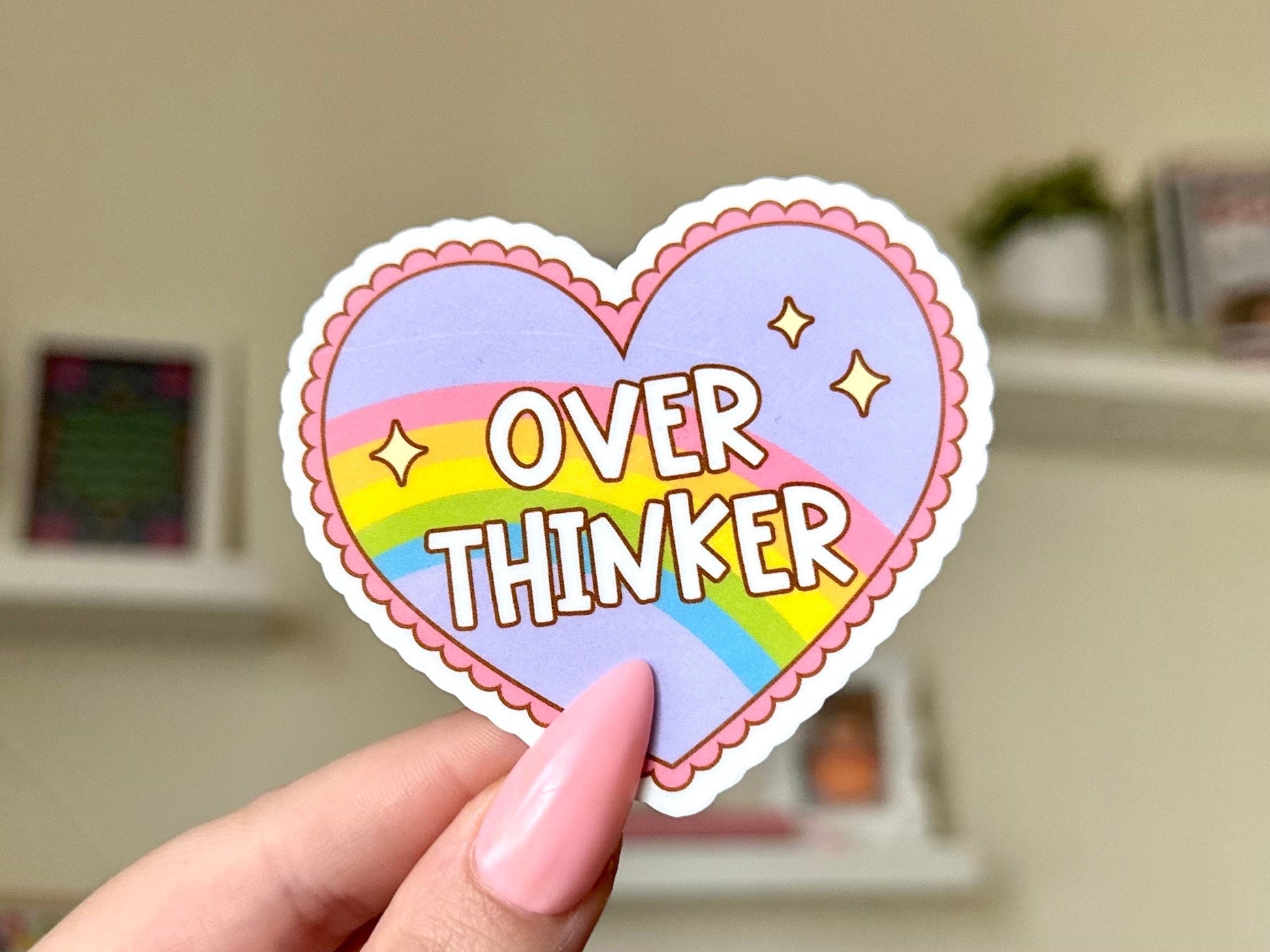 Overthinker Heart Waterproof Sticker, Intuition, Self Care, Self Love, Mental Health Gifts, Anxious, Cute Mental Health