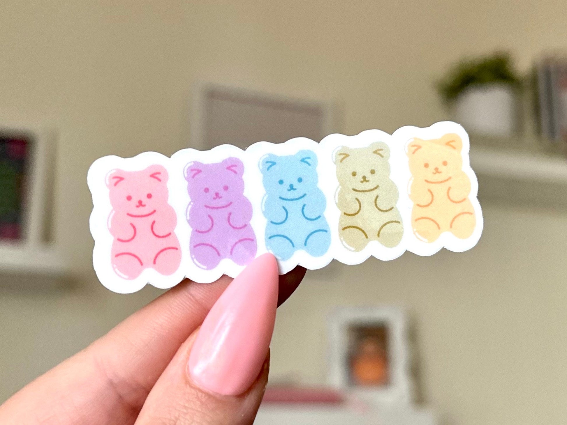 Cute Little Candy Bears Waterproof Sticker, Mental Health Stickers, Self Love Gifts, Handdrawn Art, Bestfriend Gifts, Positivity