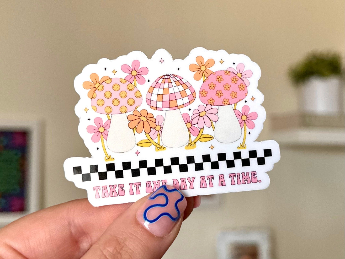 Take It One Day At a Time Waterproof Sticker, Mental Health Stickers, Self Love Gifts, Handdrawn Art, Bestfriend Gifts, Positivity