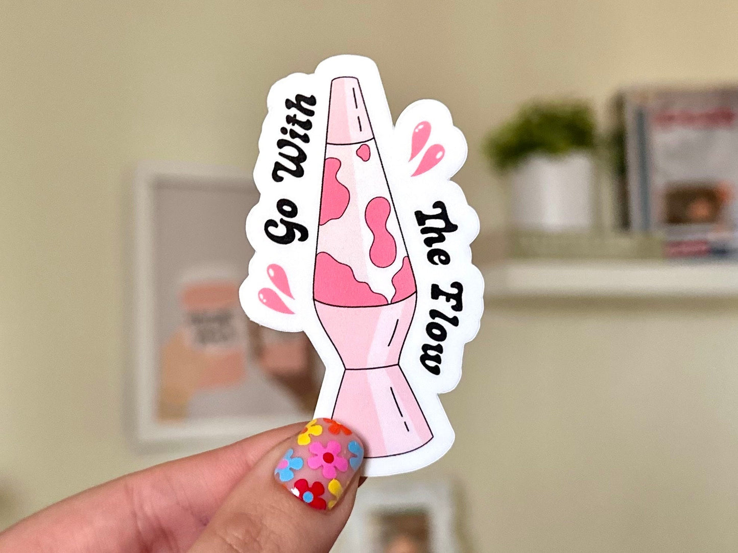 Go With The Flow Lava Lamp Waterproof Sticker, Mental Health Stickers, Handdrawn Art, Bestfriend Gifts, Positivity, Hippy Style