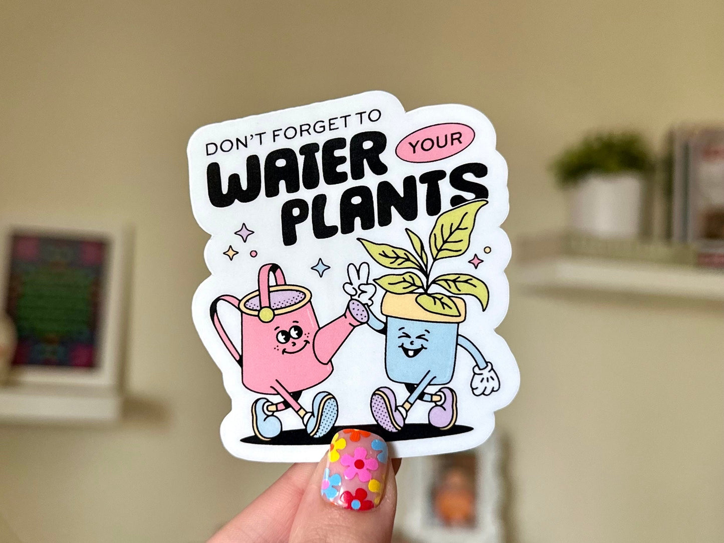 Don’t Forget to Water Your Plants Retro Waterproof Sticker, Plant Mom Sticker, Plant Gifts, Plant Stickers, Waterbottle Decal