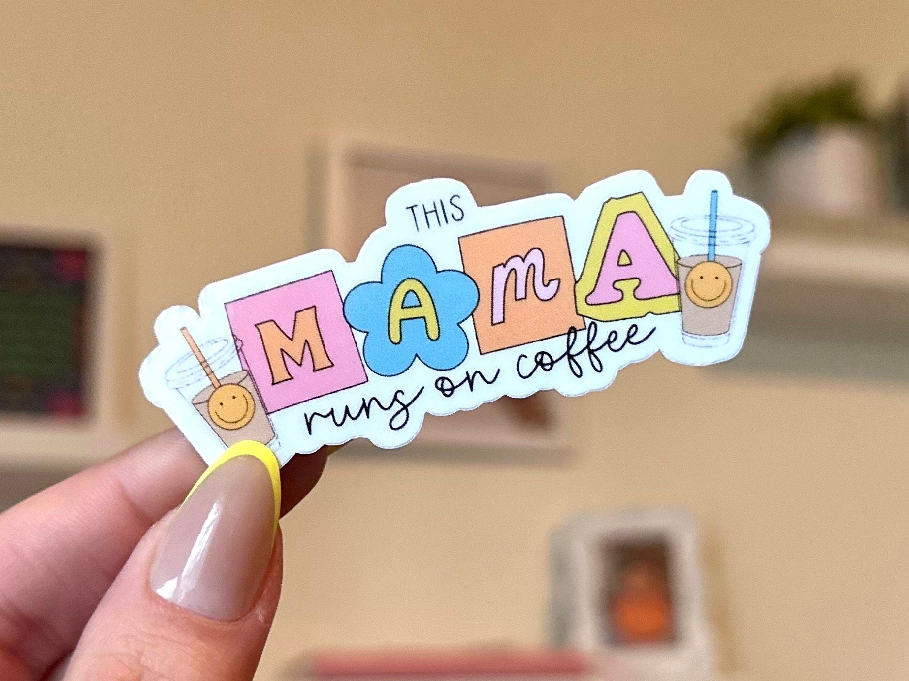 This Mama Runs Coffee Waterproof Sticker, Gifts for Mom, Mom Stickers, Mother’s Day Gifts, Waterbottle Stickers, Tumbler Decal, Mug Sticker