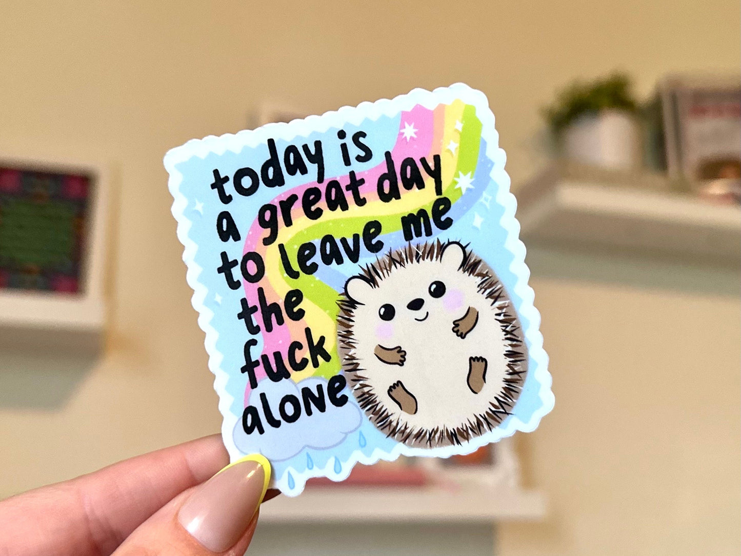 Today is a Great Day to Leave Me the F Alone Waterproof Sticker, Mental Health Stickers, Handdrawn Art, Bestfriend Gifts, Positivity, Funny