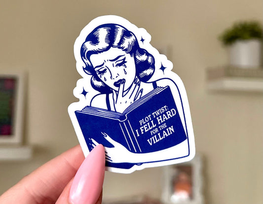 Plot Twist I Fell Hard for the Villain Waterproof Sticker, Book Stickers, Gifts for Readers, Bookish Laptop Sticker, Book Lover, BookTok