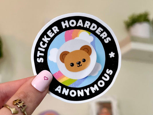 Sticker Hoarders Anon Waterproof Sticker, Mental Health Stickers, Handdrawn Art, Bestfriend Gifts, Positivity