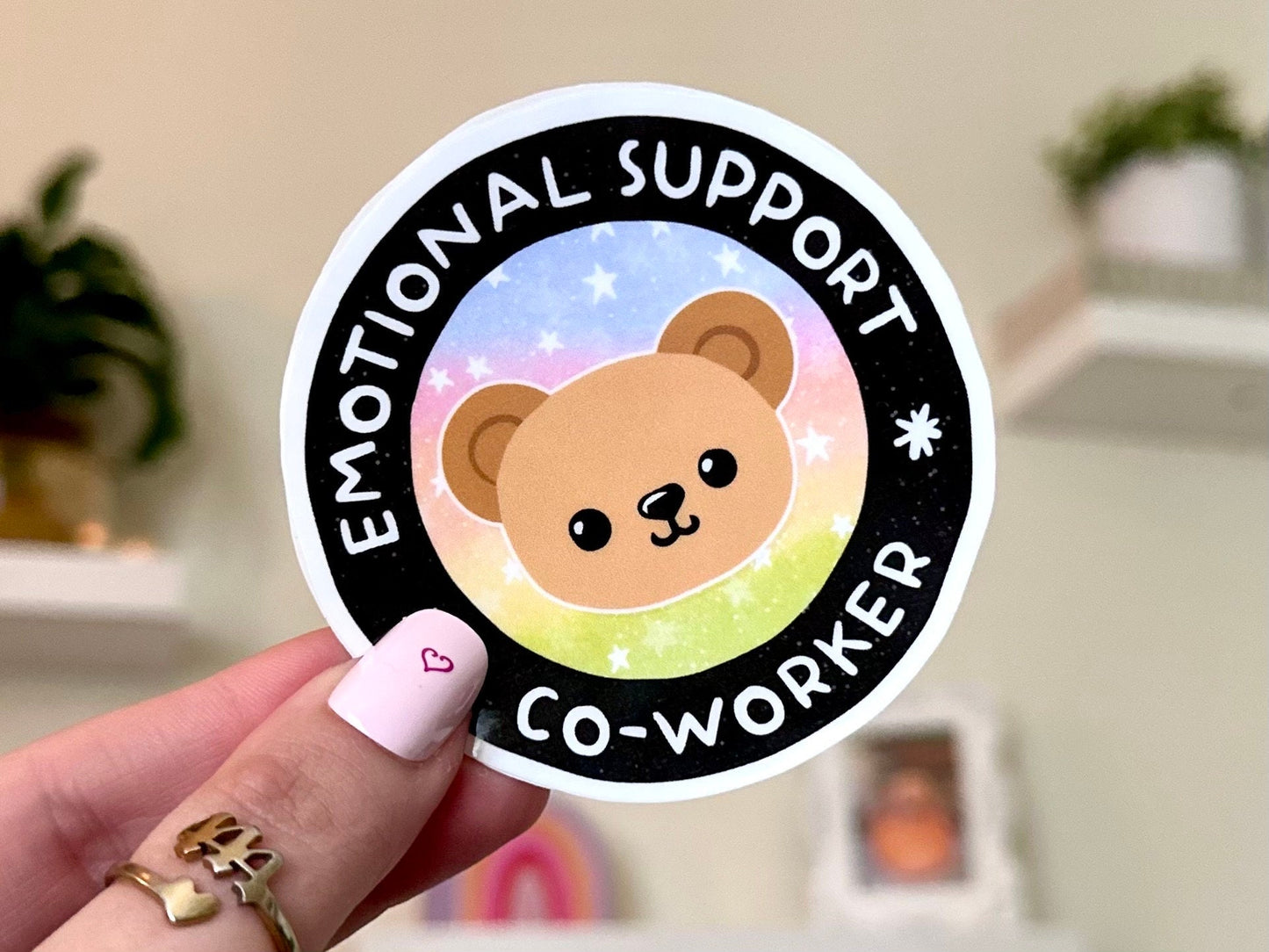 Emotional Support Co Worker Waterproof Sticker, Mental Health Stickers, Handdrawn Art, Funny Bestfriend Gifts, Positivity, Work Gossip Drama