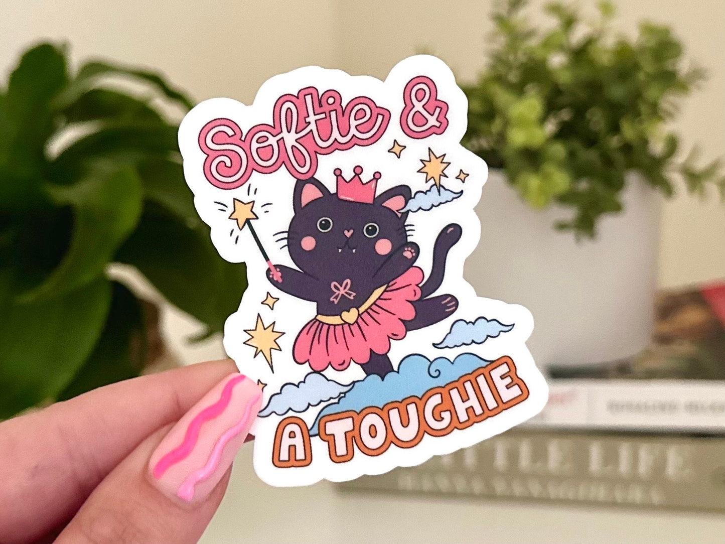 Softie & a Toughie Waterproof Sticker, Mental Health Stickers, Handdrawn Art, Bestfriend Gifts, Positivity