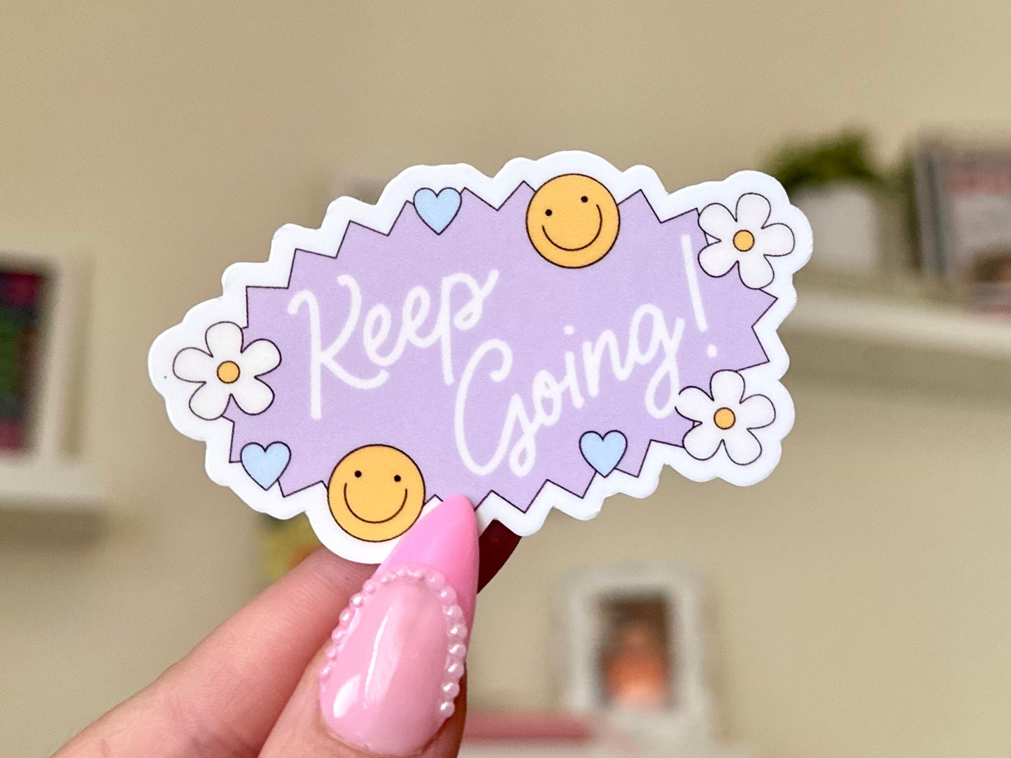 Keep Going Waterproof Sticker, Mental Health Stickers, Handdrawn Art, Bestfriend Gifts, Positivity, Positive Words, Affirmations