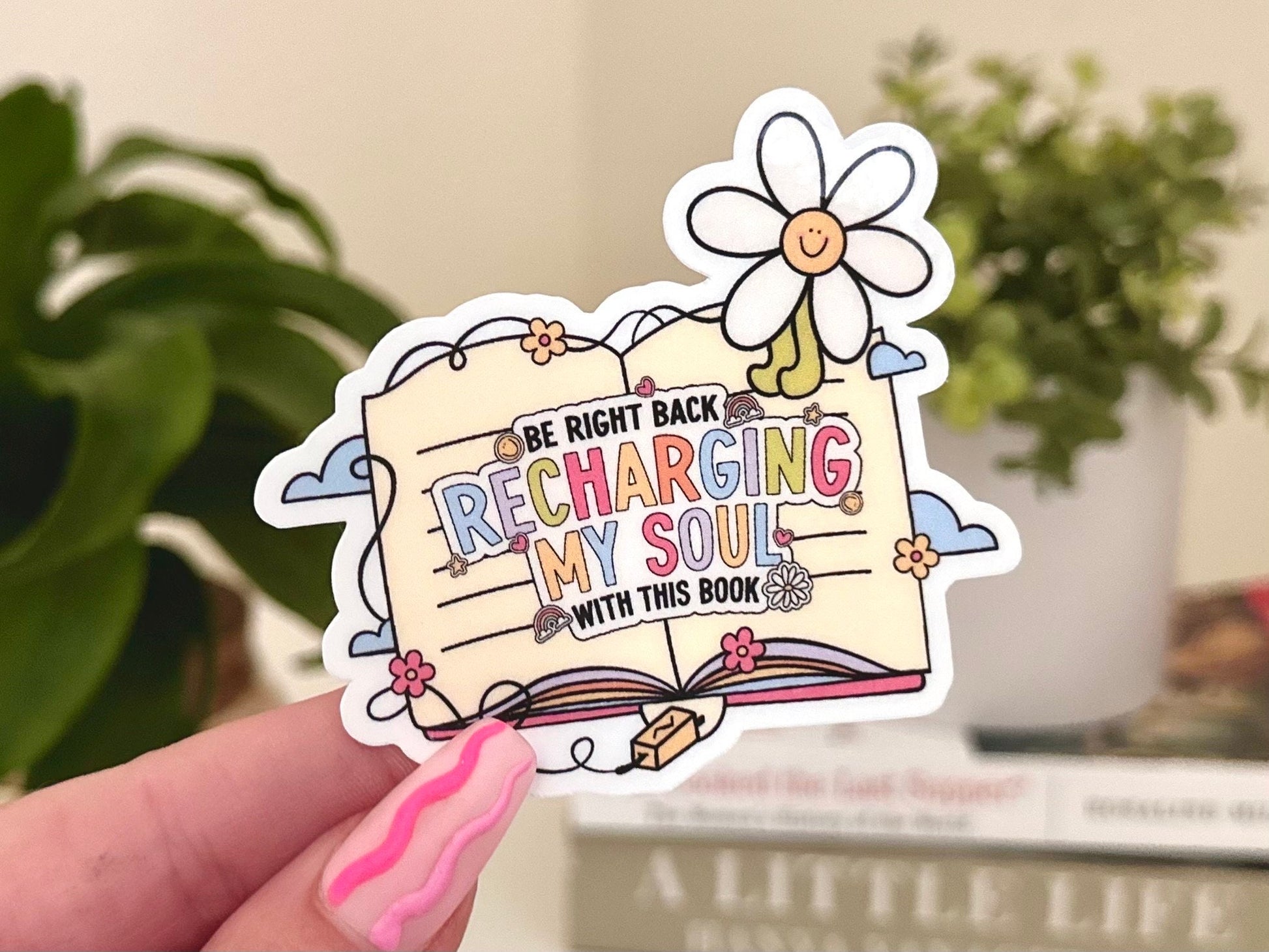 Brb Recharging My Soul Waterproof Sticker, Book Stickers, Gifts for Readers, Bookish Laptop Sticker, Book Lover Decal, BookTok