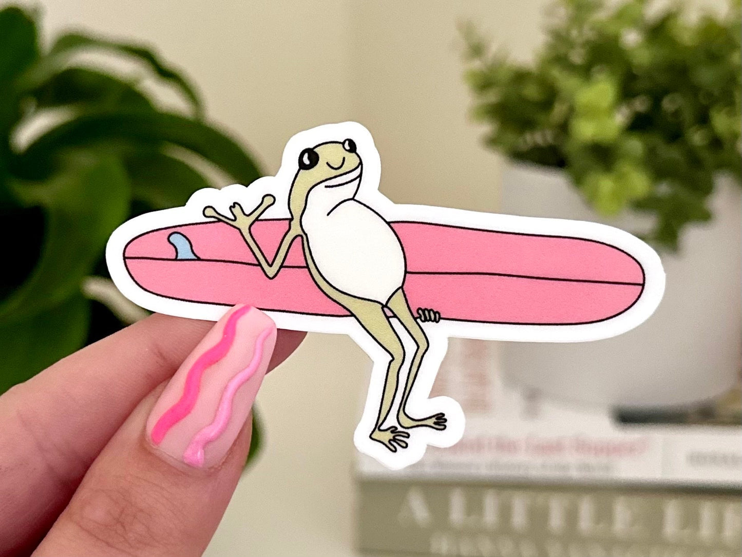 Hang Loose Frog Waterproof Sticker, Mental Health Stickers, Handdrawn Art, Bestfriend Gifts, Positivity, Frog, Surfing, Summer