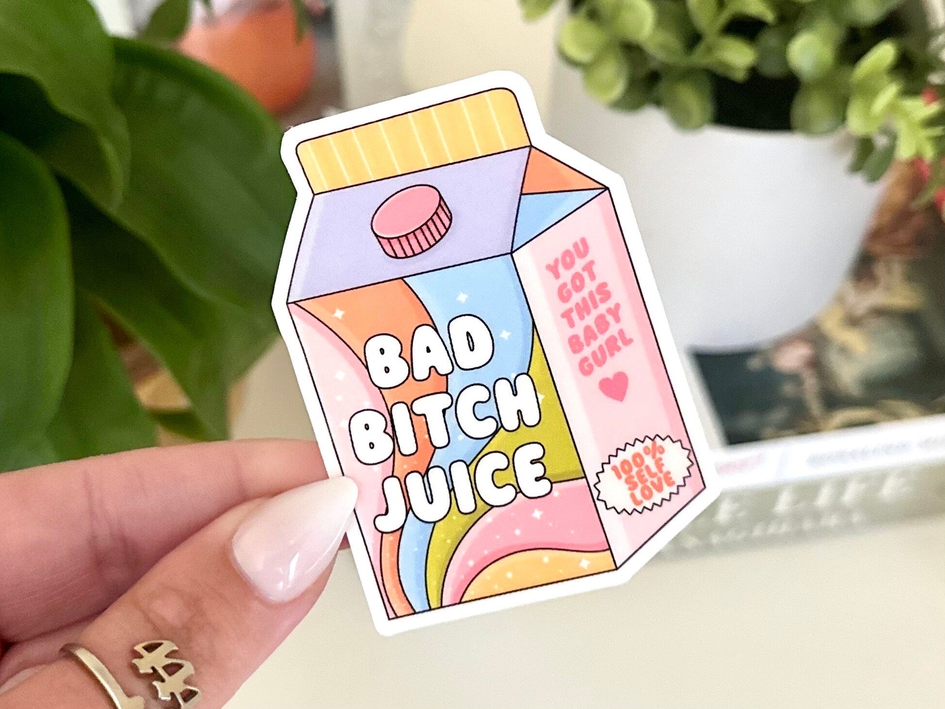 Bad B!tch Juice Waterproof Sticker, Mental Health Stickers, Handdrawn Art, Bestfriend Gifts, Positivity, Neurodivergent, Fun