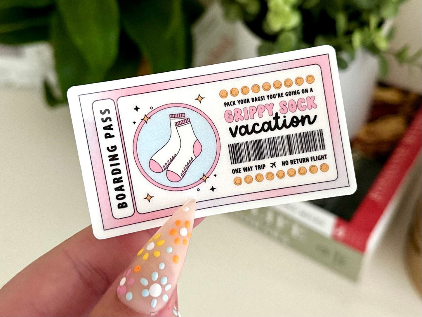 Grippy Sock Vacation Pass Waterproof Sticker, Mental Health Stickers, Handdrawn Art, Bestfriend Gifts, Positivity, Neurodivergent, Fun