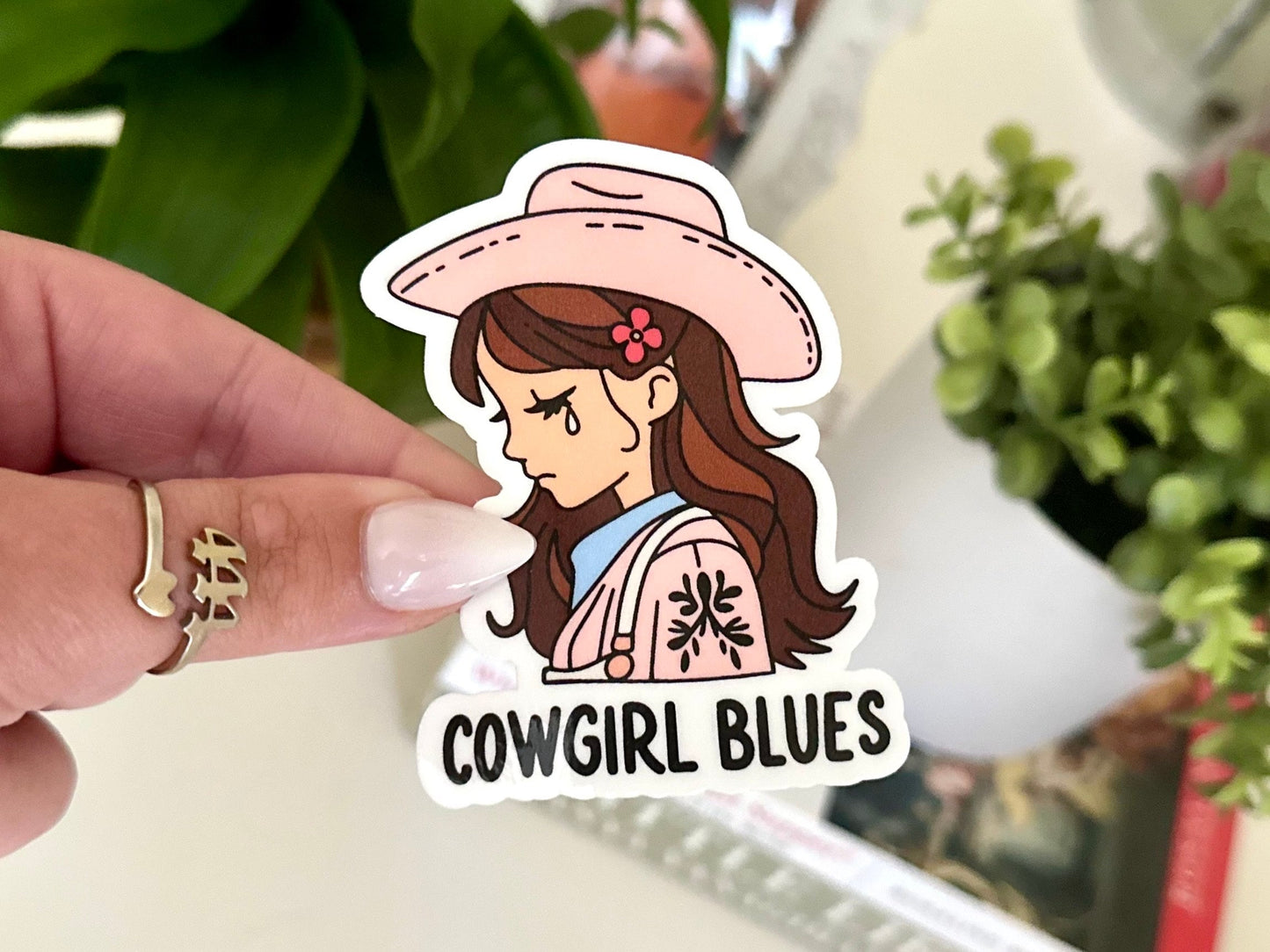 Cowgirl Blues Waterproof Sticker, Retro Stickers, Tumbler Decal, Waterbottle Sticker, Trendy Gifts, Western Gifts