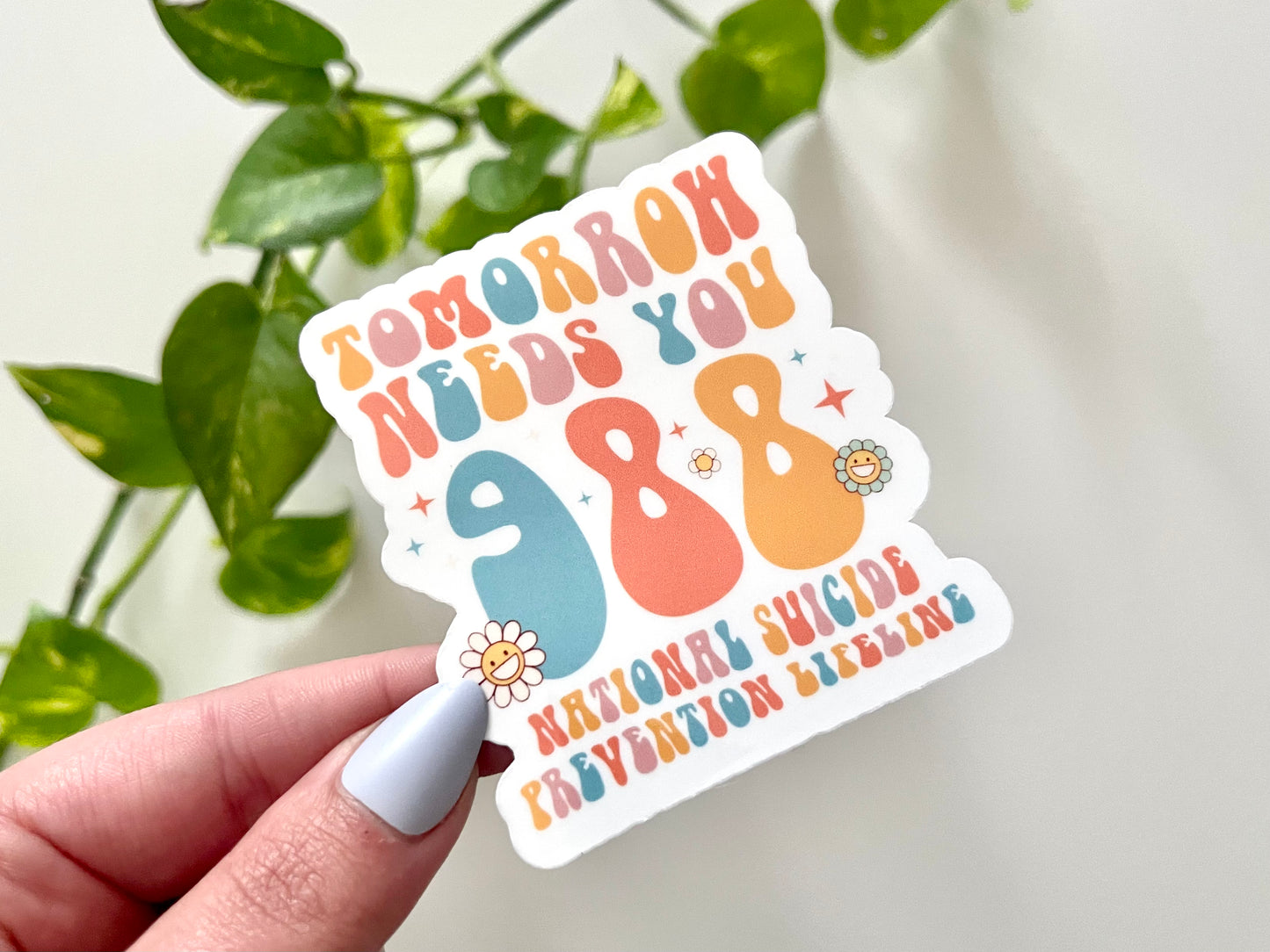 Tomorrow Needs You 988 Sticker - White