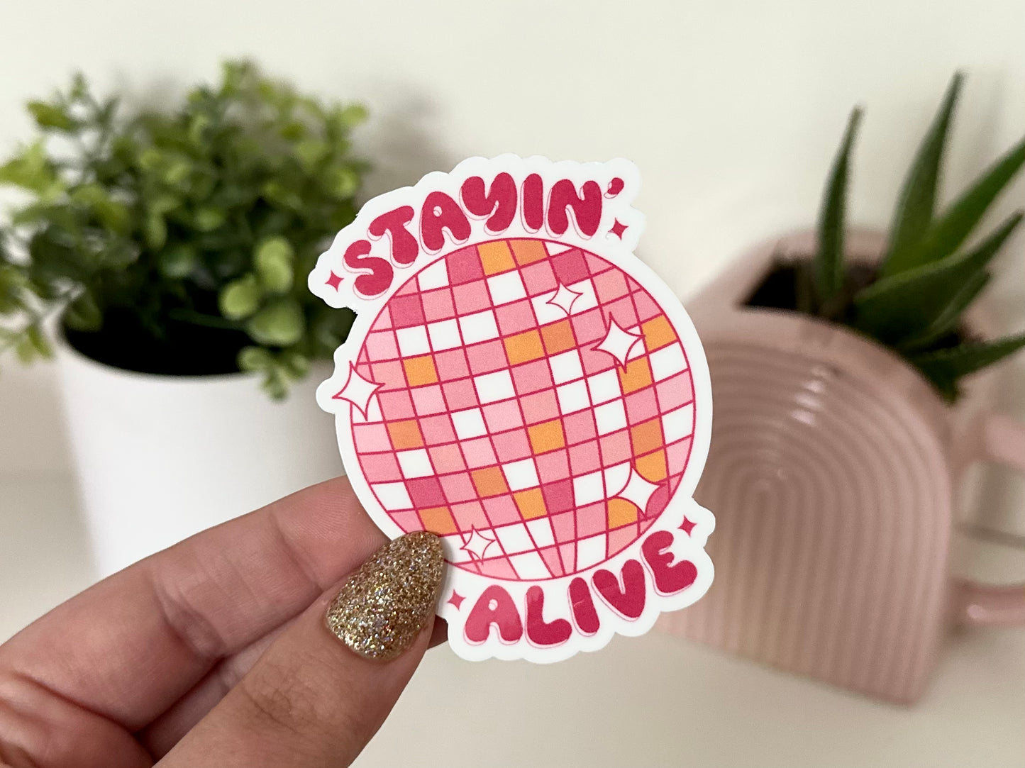 Stayin Alive Disco Ball Sticker