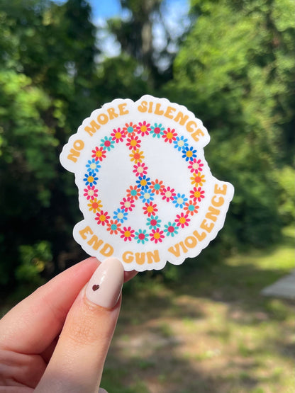 No More Silence, End Gun Violence Waterproof Sticker, Peace Stickers, Waterbottle Stickers, Tumbler Stickers, Retro Stickers, Laptop Decals