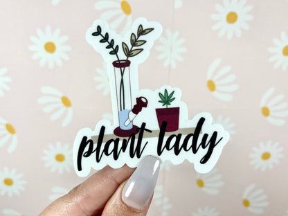 Plant Lady Waterproof Sticker, Plant Lady Magnet, 420 Friendly Laptop Sticker, Bud Lady, Stoner Gifts, Tumbler Stickers, Car Decal