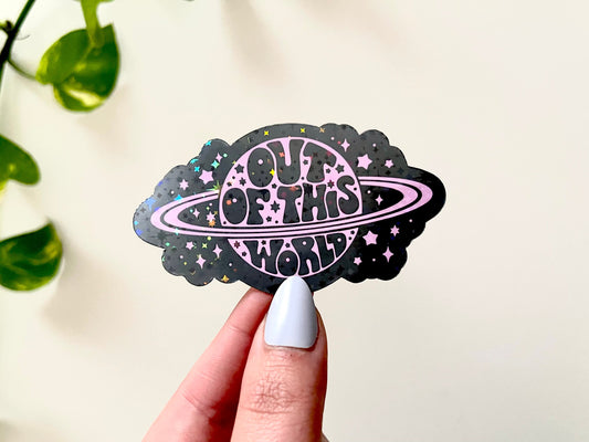 Out Of This World Holographic Sticker, Trendy Stickers, Planet Stickers, Waterproof Stickers, Tumbler Decals, Waterbottle Sticker, Cute Gift