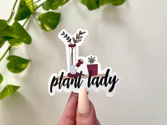 Plant Lady Waterproof Sticker, Plant Lady Magnet, 420 Friendly Laptop Sticker, Bud Lady, Stoner Gifts, Tumbler Stickers, Car Decal