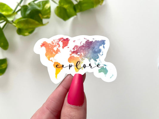 Explore Waterproof Sticker - Travel The World - Laptop Decals - Waterbottle Stickers - Tumbler Decal - Worldwide Stickers - Traveling Gifts