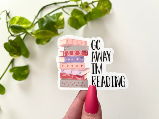 Go Away Im Reading Waterproof Sticker, Gifts for Readers, Book Stickers, Waterbottle Stickers, Tumbler Stickers, Book Decal