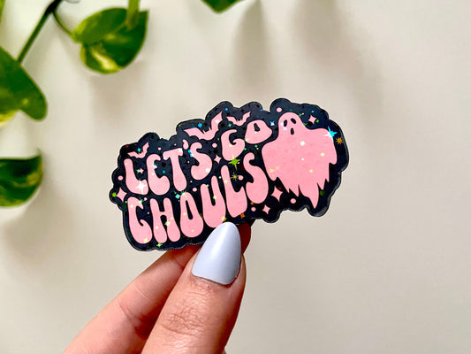 Let’s Go Ghouls Waterproof Sticker, Halloween Stickers, Spooky Decals, Halloween Gifts, Horror Gifts, Holographic Stickers