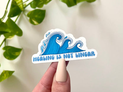Healing is not Linear Waterproof Sticker, Mental Health Decals, Healing Gift, Therapy Art, Therapy Sticker