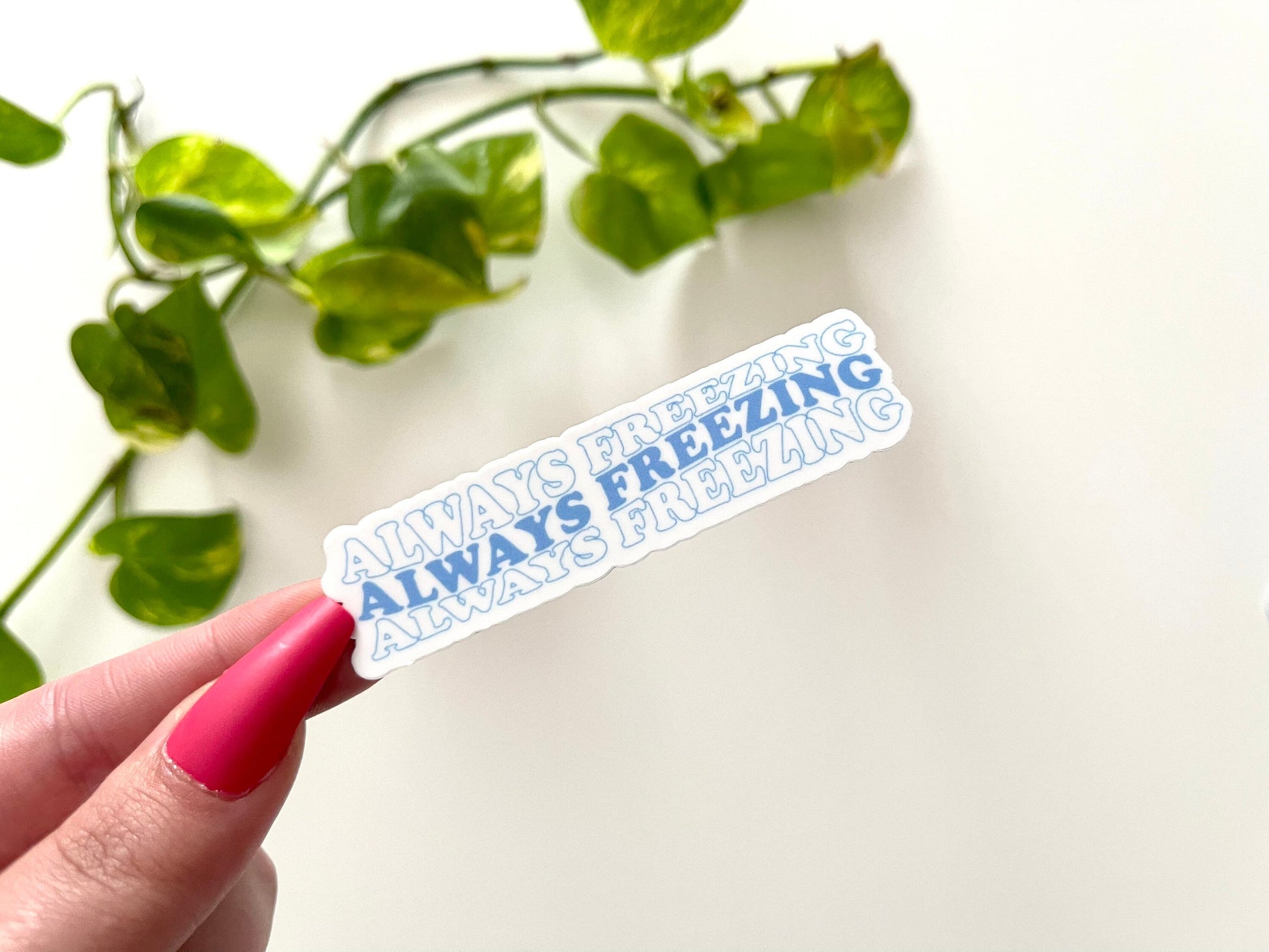 Always Freezing Waterproof Sticker, Always Cold, Funny Sticker, Winter Decal, Groovy Stickers, Retro Vibes, VSCO Sticker