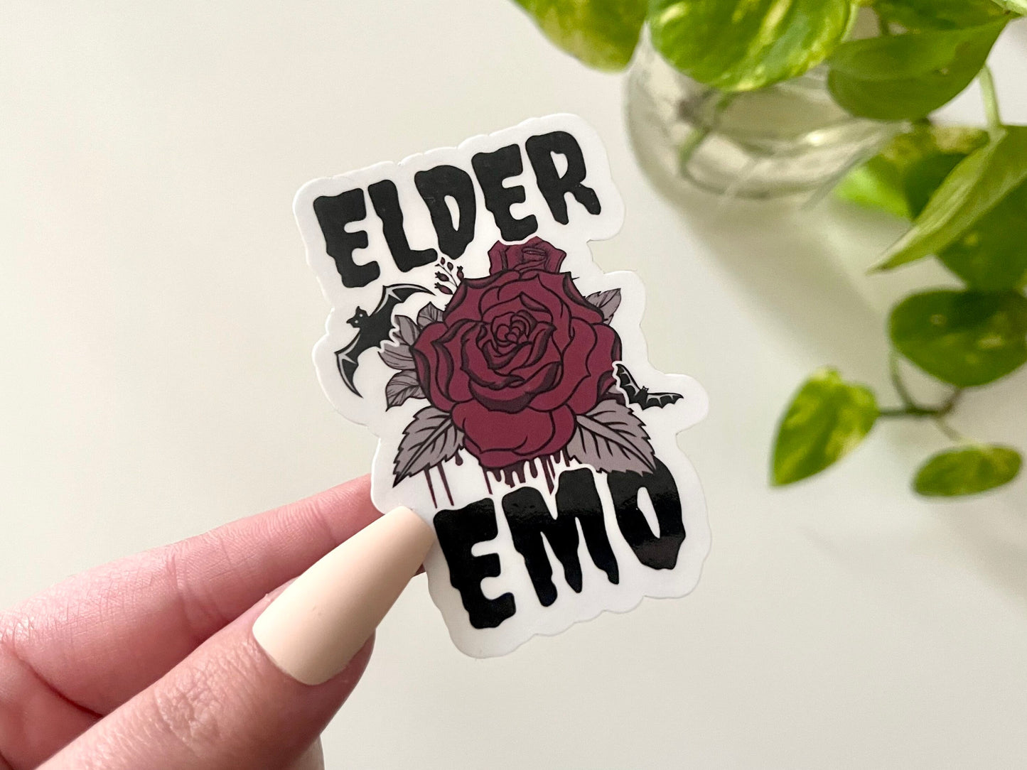 Elder Emo Waterproof Sticker, Goth Stickers, Trendy Stickers, Emo Decal, Waterbottle Sticker, Tumbler Decal, Laptop Sticker
