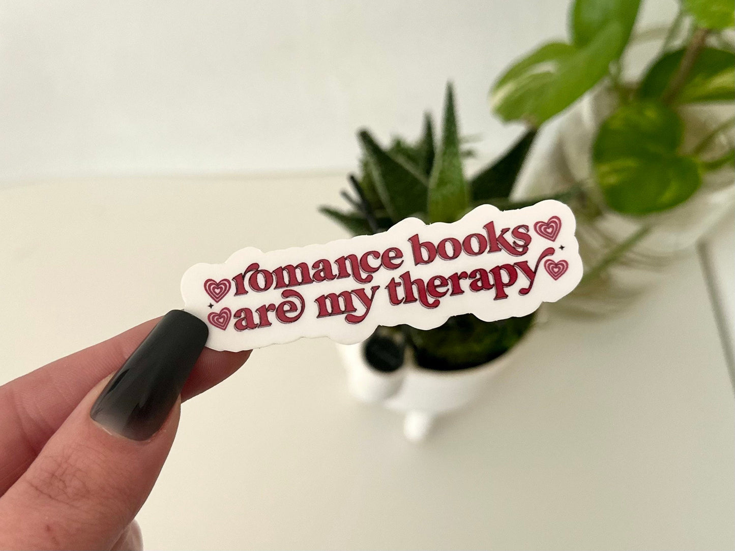 Romance Books Are My Therapy Waterproof Sticker, Book Stickers, Gifts for Readers, Book Gifts, Reading Sticker, Tumbler Sticker, Mug Sticker