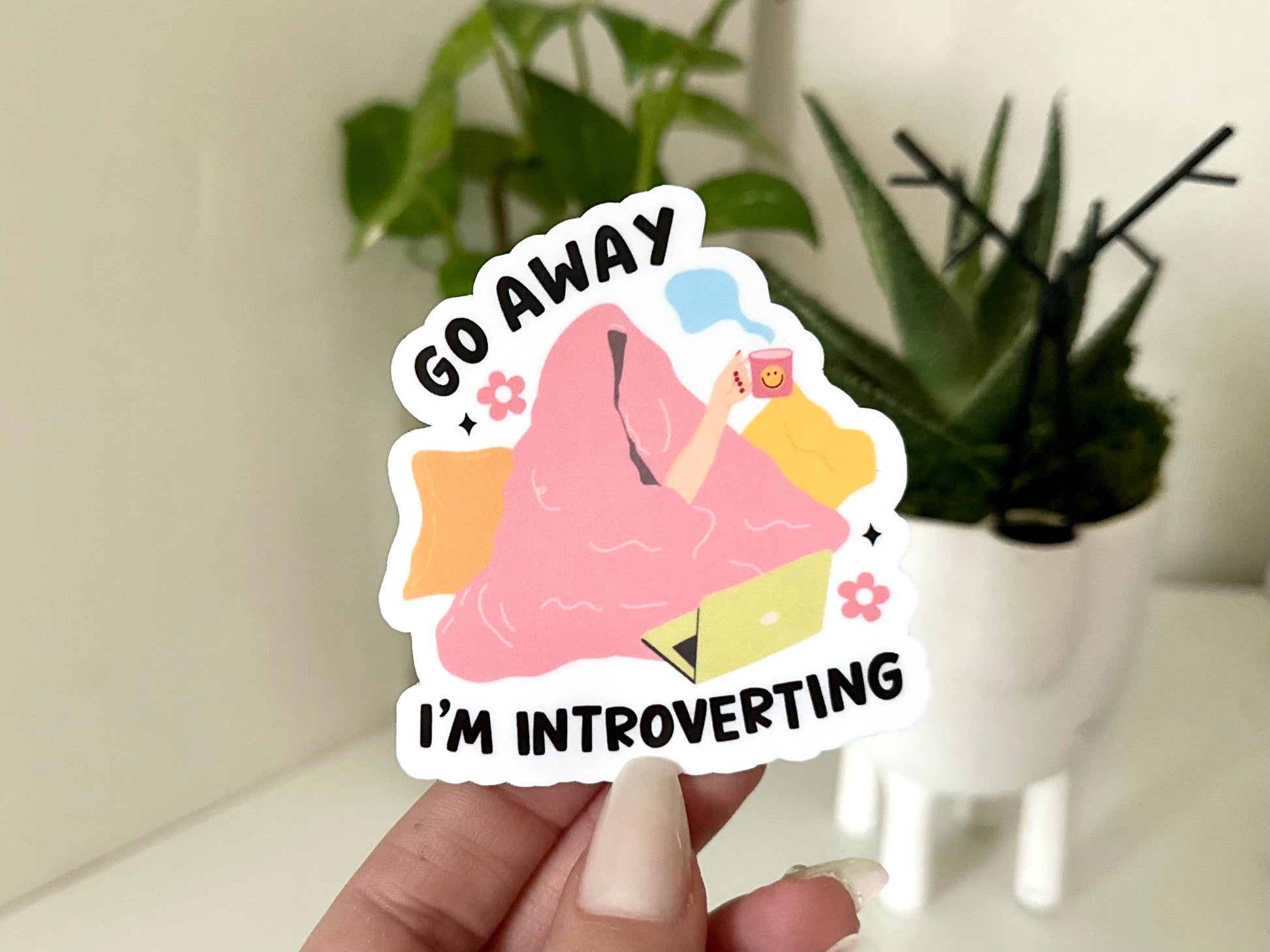 Go Away Im Introverting Waterproof Sticker, Funny Stickers, Antisocial Decal, Waterbottle Sticker, Tumbler Decal, Laptop Stickers
