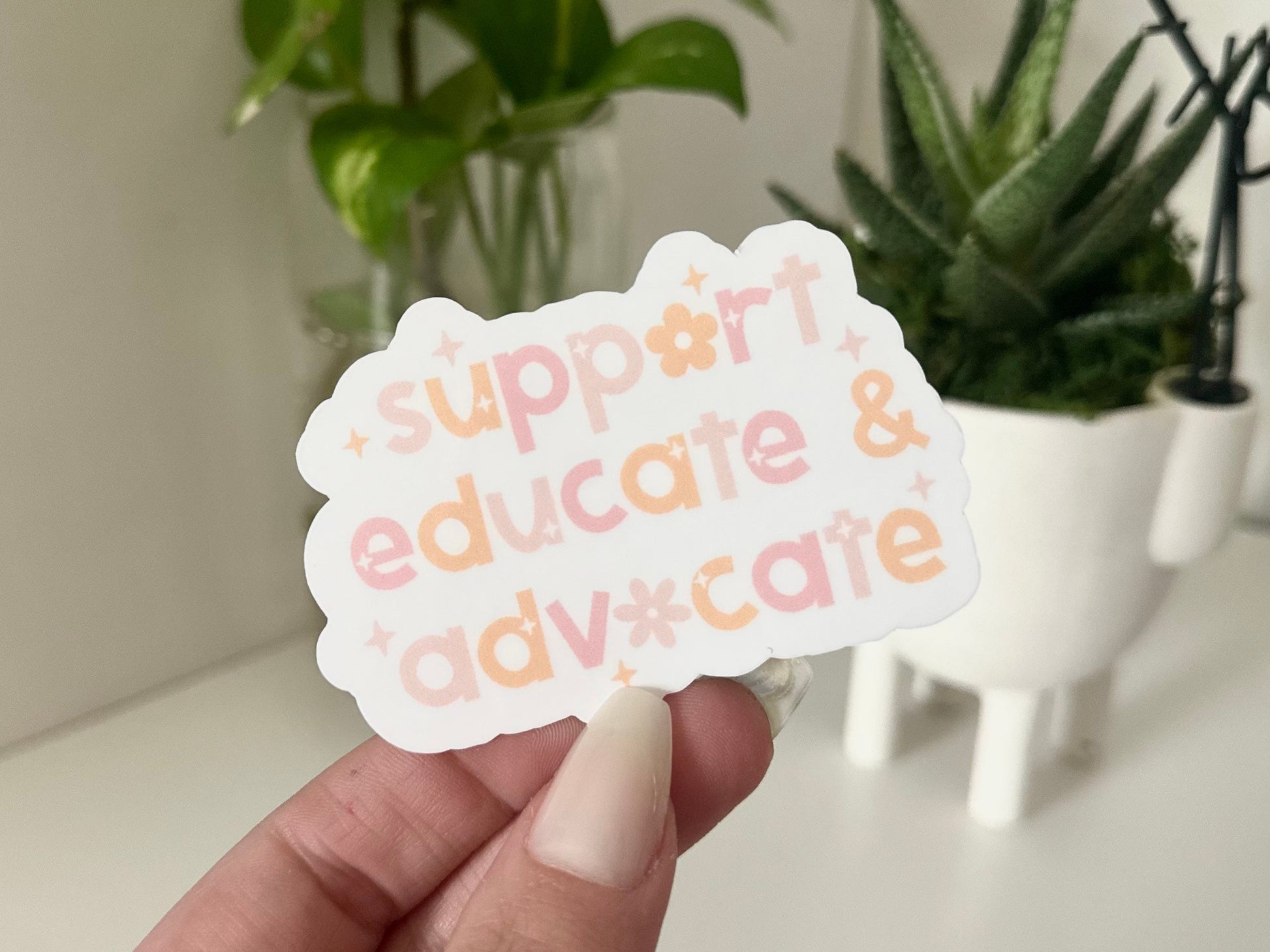 Support, Educate & Advocate Waterproof Sticker, Teacher Stickers, Teacher Gifts, Teacher Cup Decal, Teacher Waterbottle Sticker