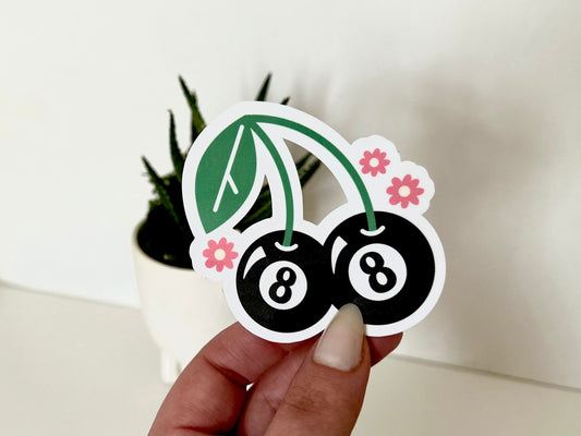 Lucky 8 Ball Retro Waterproof Sticker, Everything Works Out For Me, Trendy Stickers, Lucky Girl Syndrome, Cute Stickers, Mug Sticker