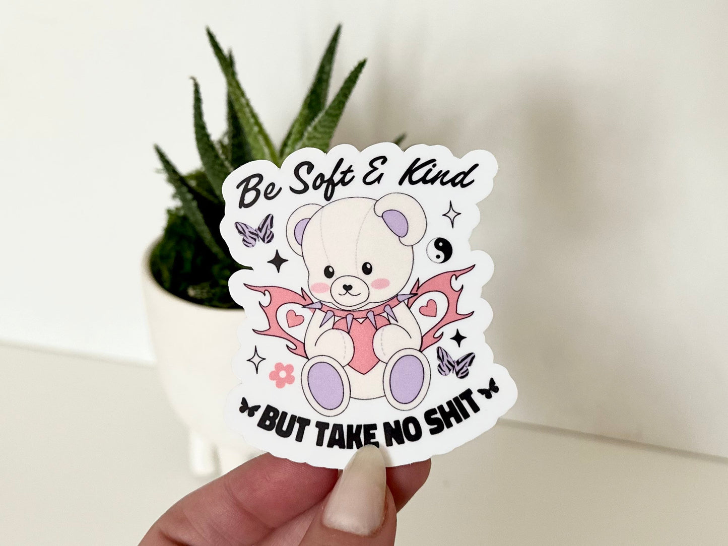 Be Soft & Kind But Take No Sh*t Waterproof Sticker, Funny Decal, Trendy Gifts, Waterbottle Sticker, Tumbler Sticker