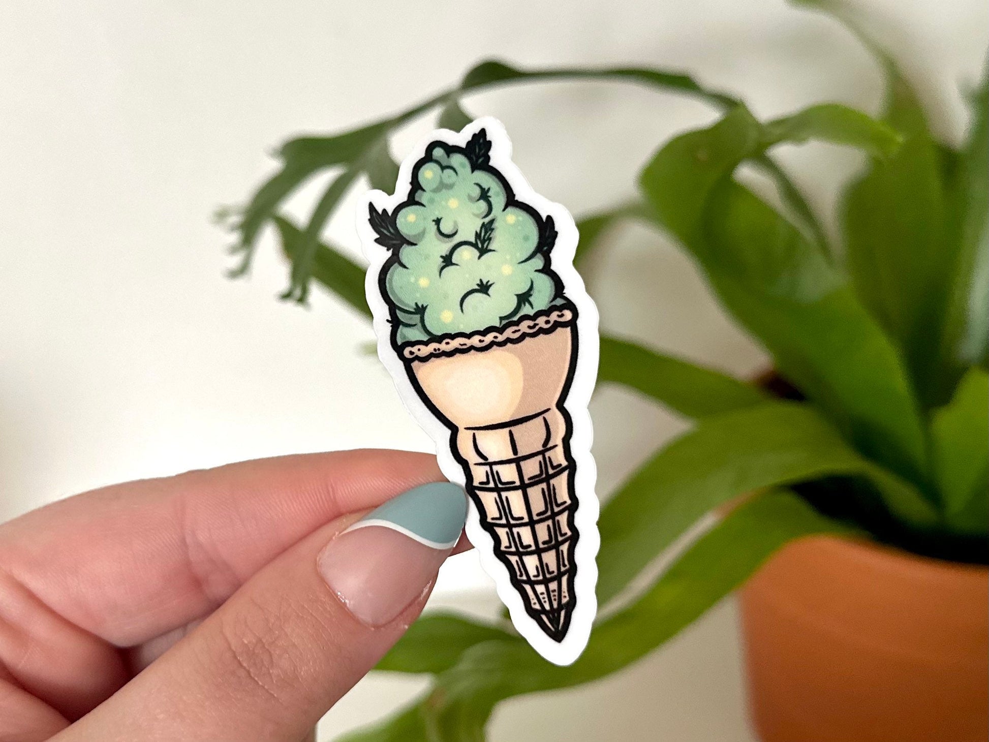 Ice Cream Bud Waterproof Sticker, 420 Friendly Laptop Sticker, Bud Lady, Stoner Gifts, Tumbler Stickers, Waterbottle Sticker, Summer Stoned