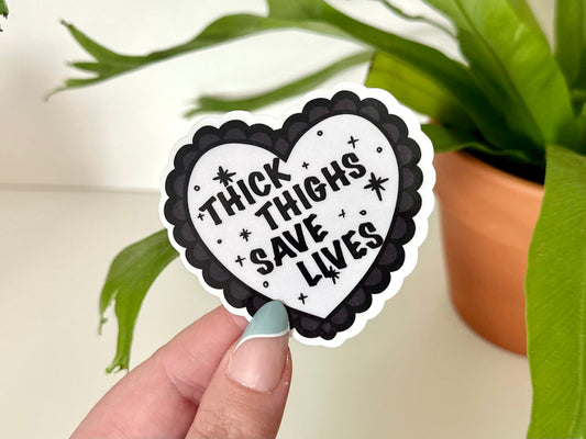 Thick Thighs Save Lives Waterproof Sticker, Trendy Stickers, Funny Stickers, VSCO Stickers, Goth Gifts, Black Stickers, Emo Vibes