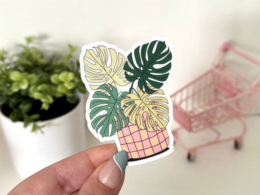 Monstera Plant Waterproof Sticker, Plant Mom Sticker, Plant Gifts, Plant Stickers, Waterbottle Decal, Tumbler Sticker