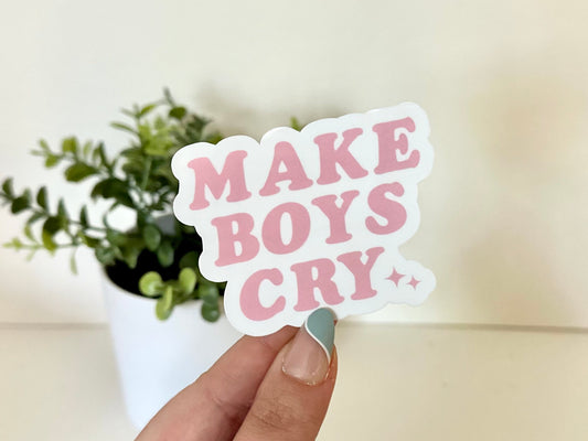 Make Boys Cry Waterproof Sticker, Tumbler Sticker, Waterbottle Decal, Feminism Gifts, Feminist Sticker