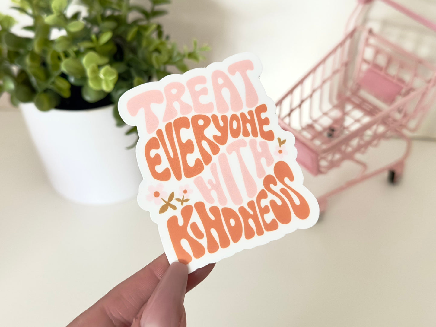 Treat Everyone With Kindness Waterproof Sticker, Self Care Gifts, Bestfriend Stickers, Waterbottle, Bestie Sticker, Handdrawn