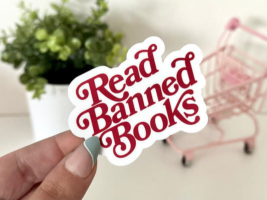 Read Banned Books Waterproof Sticker, Book Stickers, Gifts for Readers, Book Gifts, Reading Sticker, Tumbler Sticker, Mug Sticker