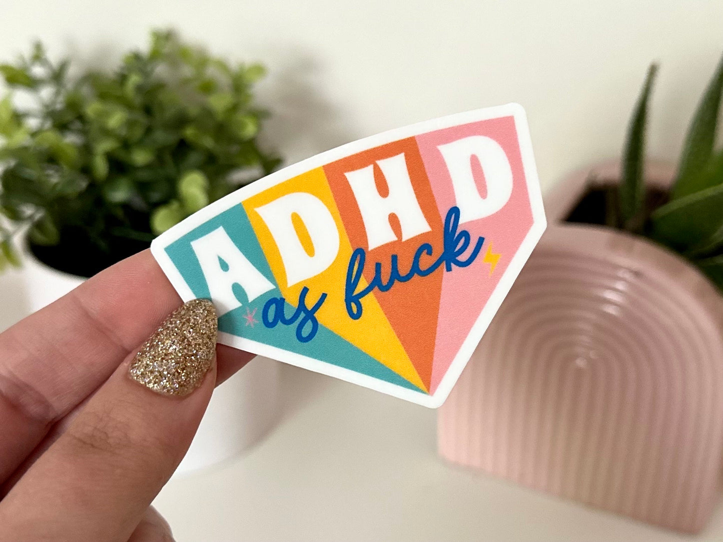 ADHD AF Waterproof Sticker, Mental Health Stickers, Waterbottle Sticker, Tumbler Decals, Neurodivergent, ADHD Gifts, Non-Typical Stickers