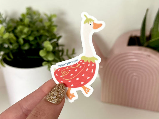 Feeling Berry Silly Waterproof Sticker, Funny Gifts, Waterbottle Stickers, Laptop, Trendy Gifts, Tumblr Decal, Silly Goose