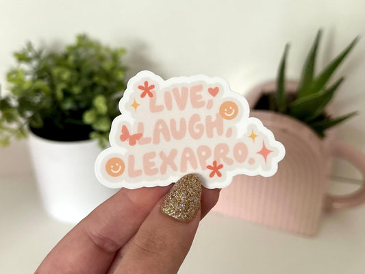 Live Laugh Lexapro Waterproof Sticker, Funny Gifts, Waterbottle Stickers, Laptop, Trendy Gifts, Tumblr Decal, Mental Health Gifts