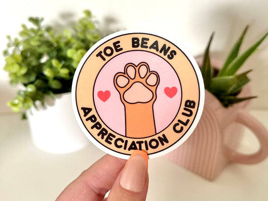 Toe Beans Appreciation Waterproof Sticker - Laptop Decals - Waterbottle Stickers - Tumbler Decal - Cat Mom Stickers, Cat Gifts