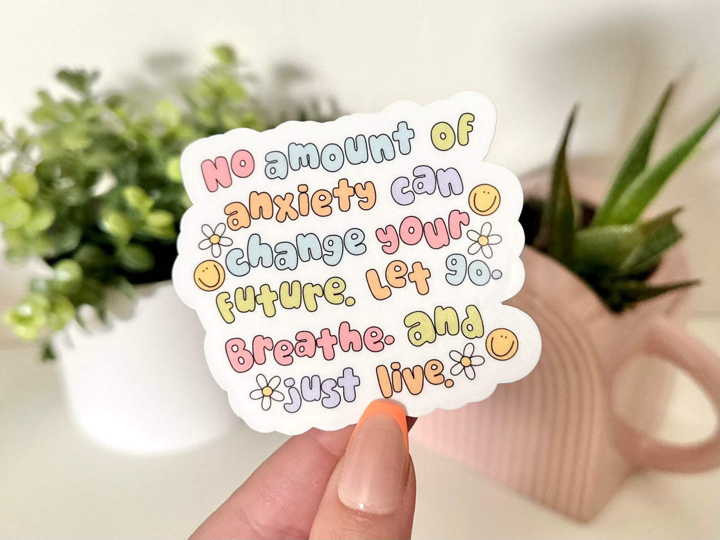 No Amount of Anxiety Can Change Your Future Waterproof Sticker, Funny Gifts, Cute Stickers, Waterbottle Sticker, Mental Health Matters