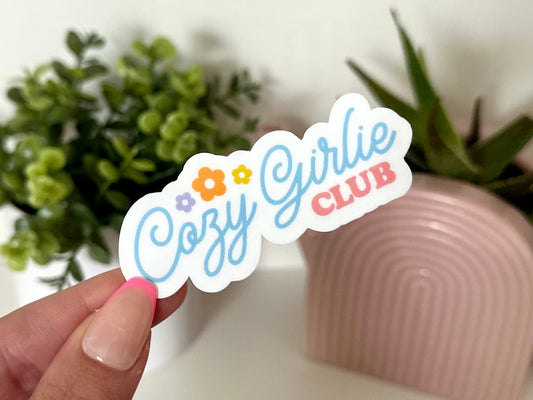 Cozy Girlie Club Waterproof Sticker, Funny Gifts, Trendy Decal, Cute Stickers, Waterbottle Sticker, Cozy Gamer